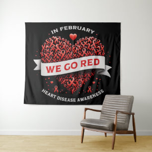 Im Februar gehen wir wegen Herzerkrankungen rot. Wandteppich