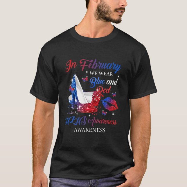 Im Februar tragen wir blaue Rot High Heels Schuhe  T-Shirt (Vorderseite)