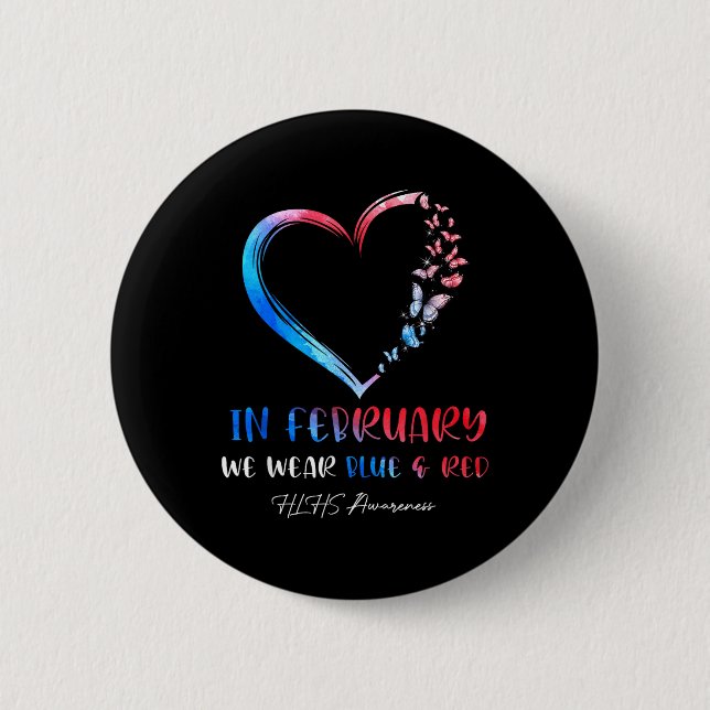 Im Februar Wear Blue Red Butterflies Hlhs Awarene Button (Vorderseite)
