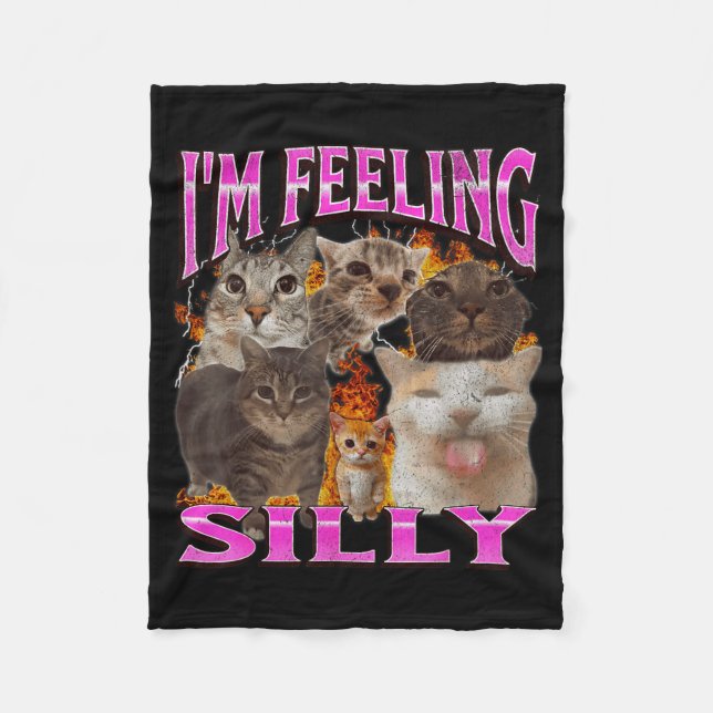 I'm Feeling Silly Funny Cat Meme Bootleg Graphic F Fleecedecke (Vorderseite)