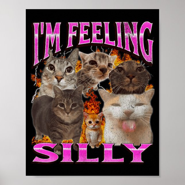 I'm Feeling Silly Funny Cat Meme Bootleg Graphic F Poster (Vorne)