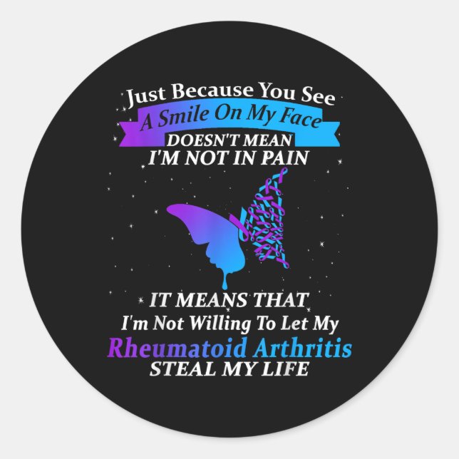 Im Fine Ribbon Warrior Rheumatoid Arthritis Awaren Runder Aufkleber (Vorderseite)