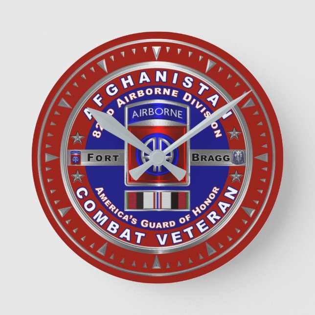 Im Flugzeug Abteilung Afghanistan Veteran Runde Wanduhr (Vorderseite)