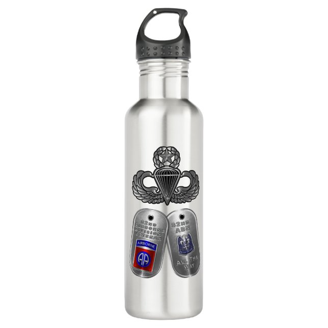 im Flugzeug Abteilung DOG TAGS Edelstahlflasche (Vorderseite)