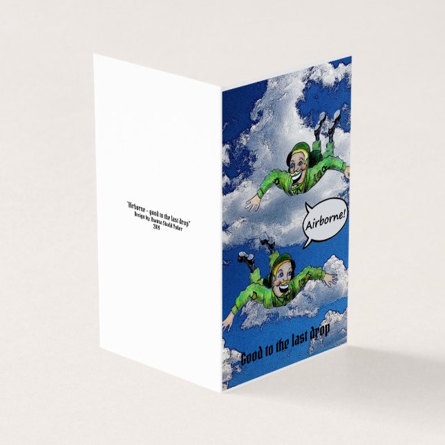 Im Flugzeug, Armeesprung-Fallschirmjäger, Cartoon  (Vorderseite)