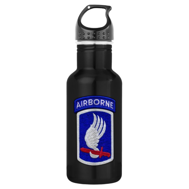 im Flugzeug Brigadepflaster Edelstahlflasche (Vorderseite)