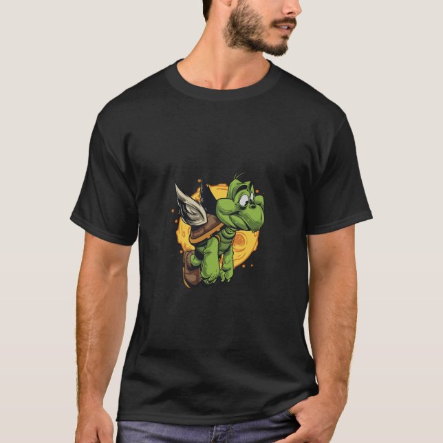 Im Flugzeug Cartoon Turtle T-Shirt (Vorderseite)