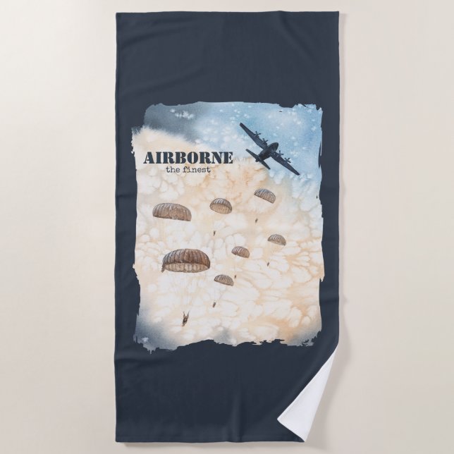 Im Flugzeug die feinsten Fallschirmjäger springen  Strandtuch (Vorderseite)