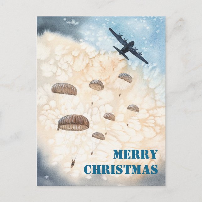 Im Flugzeug Fallschirmjäger jump Weihnachtsfeierta Postkarte (Vorderseite)