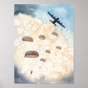 Im Flugzeug Fallschirmspringer von Hercules Aircra Poster