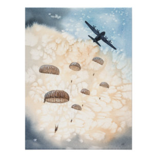 Im Flugzeug Fallschirmspringer von Hercules Aircra Poster