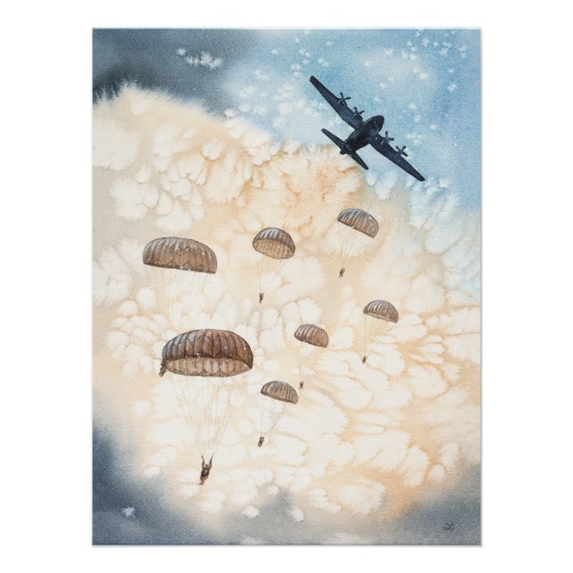 Im Flugzeug Fallschirmspringer von Hercules Aircra Poster (Vorderseite)