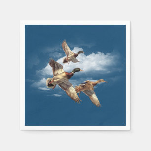 Im Flugzeug Mallard-Enten auf blau Serviette