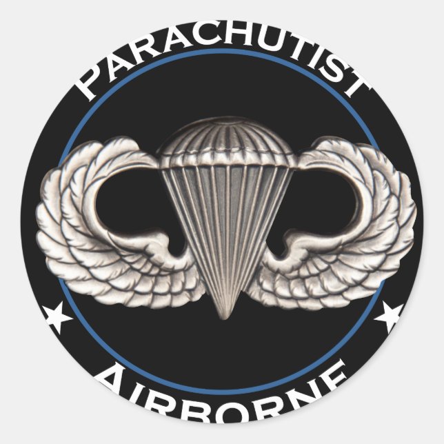 Im Flugzeug Parachutist Runder Aufkleber (Vorderseite)