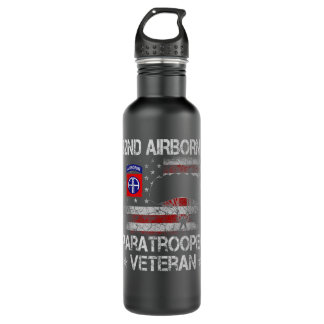 im Flugzeug Paratrooper Veteran Flag Tshirt Vete Edelstahlflasche