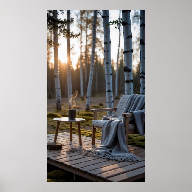 Im Freien mit minimalistischem Holzdeck Poster (Vorne)