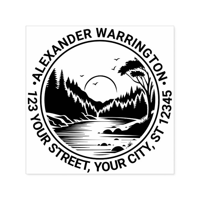 Im Freien: Sonnenname des Flusses Stream Trees Ret Permastempel (Design)