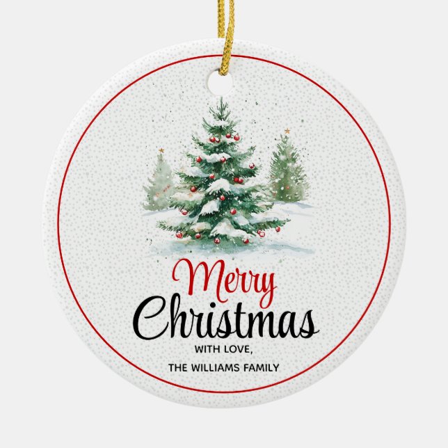 Im Freien Weihnachtsbaum Frohe Weihnachten und Fot Keramik Ornament (Vorne)