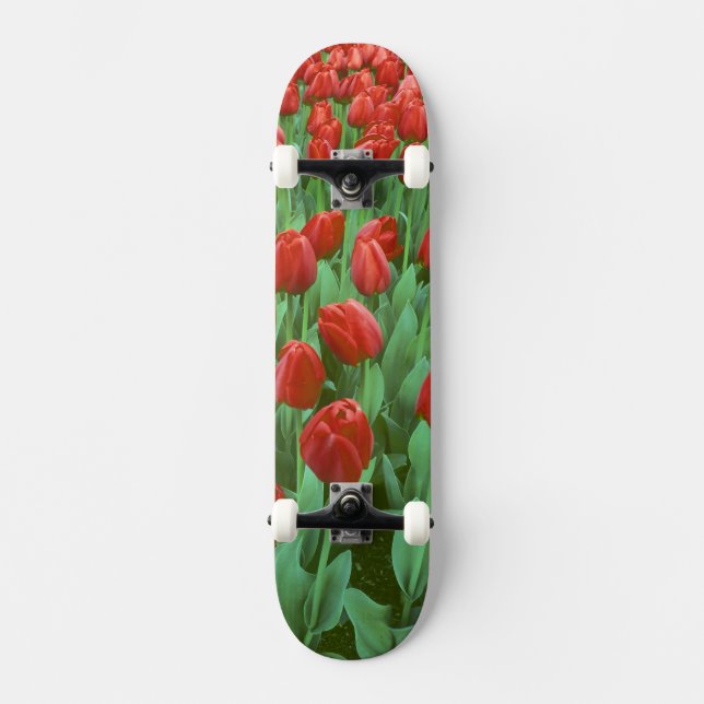 Im Frühling blüht das Tulip-Feld. Skateboard (Vorderseite)