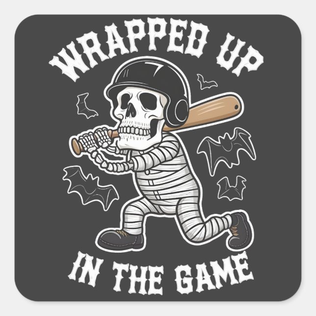 Im Game-BaseballHalloween Quadratischer Aufkleber (Vorderseite)