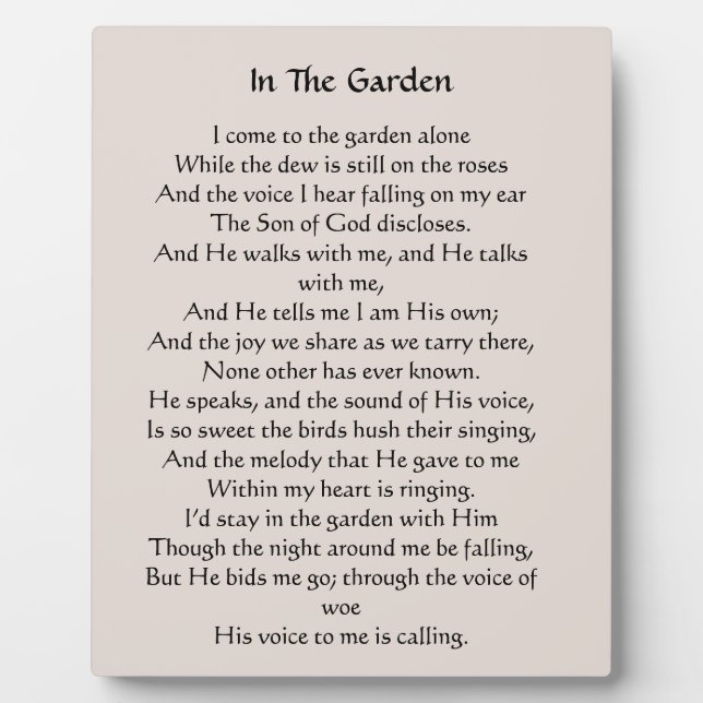 Im Garten Hymn Plaque Fotoplatte (Vorderseite)