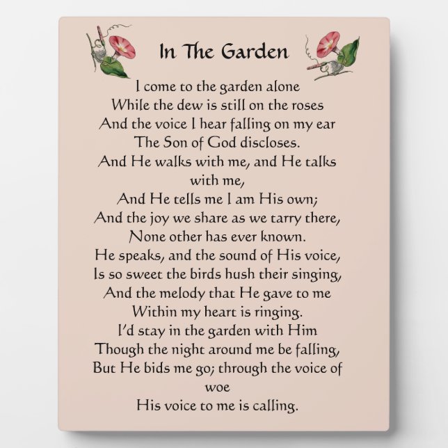Im Garten Hymn Plaque Fotoplatte (Vorderseite)