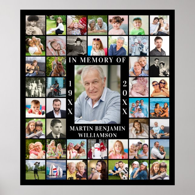 Im Gedächtnis von 45 Foto Collage Black Poster (Vorne)