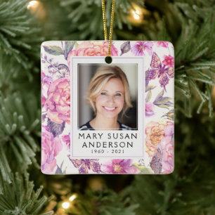 Im Gedächtnisgedächtnis pink floraler Keepake Keramikornament