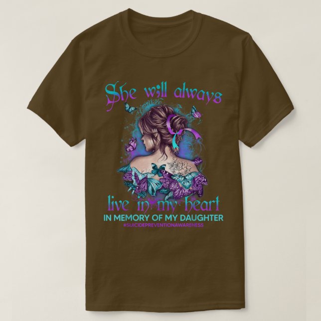 Im Gedenken an meine Tochter Suizidprävention ware T-Shirt (Design vorne)
