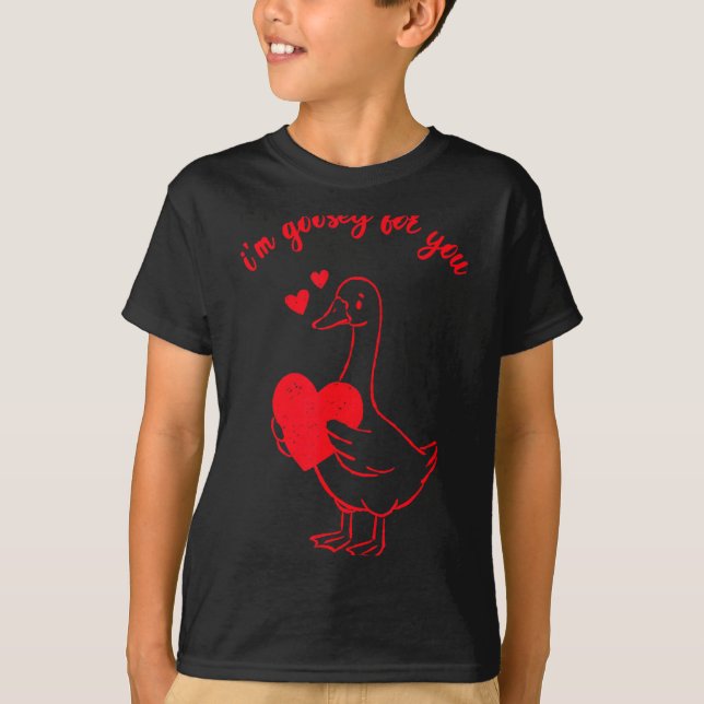 I'm Goosey For You Valentine Goose Hearts Minimal  T-Shirt (Vorderseite)