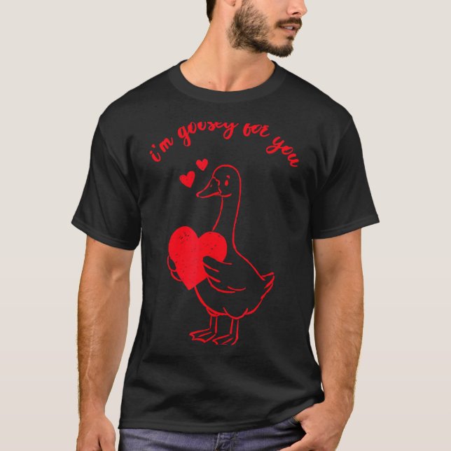 I'm Goosey For You Valentine Goose Hearts Minimal  T-Shirt (Vorderseite)