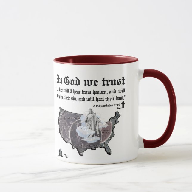 Im GOTT VERTRAUEN WIR - 2 Chronik-7:14 Tasse (Rechts)