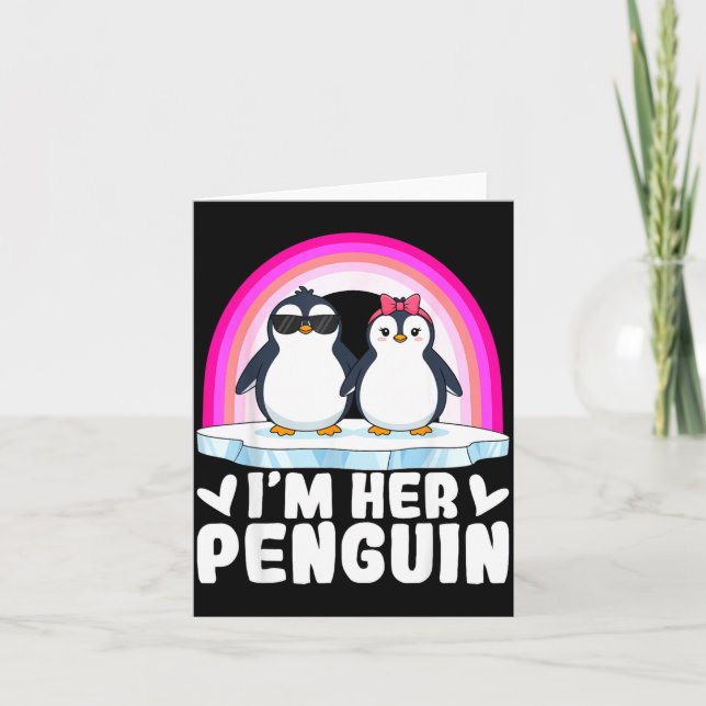I'm Her Penguin Matching Couple Valentine Love Hea Karte (Vorderseite)