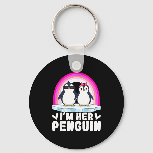 I'm Her Penguin Matching Couple Valentine Love Hea Schlüsselanhänger (Vorderseite)