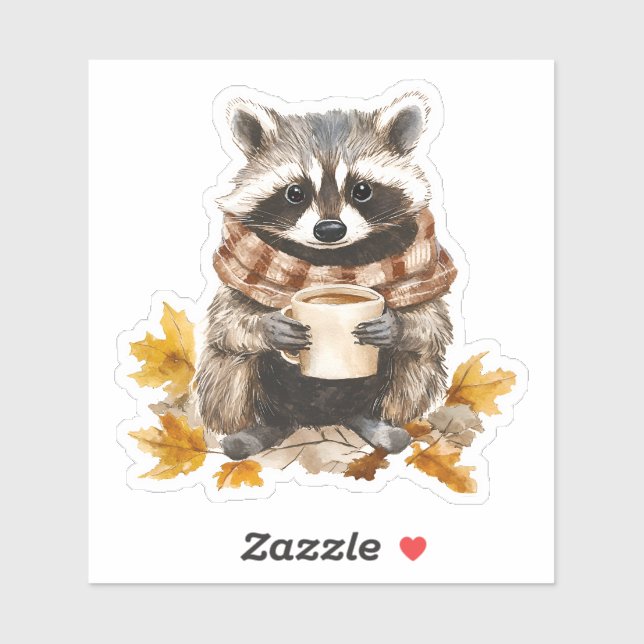 Im Herbst gibt es gemütliche Kokosnuss mit Tasse K Aufkleber (Blatt)