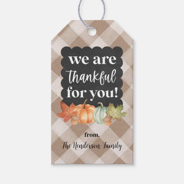 Im Herbst sind wir dankbar für den Herbst Geschenkanhänger (Vorderseite)