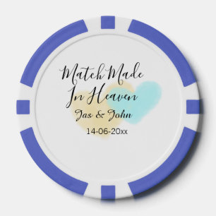 Im Himmel geschlossene Ehe blau gelbe Pastell-Herz Pokerchips