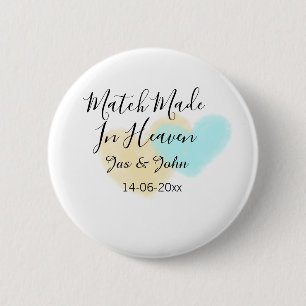 Im Himmel geschlossene Ehe blau gelbe Pastellherz Button