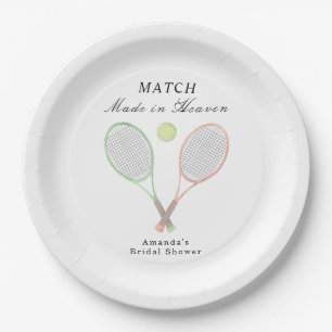 Im Himmel geschlossene Tennis-Hochzeitsdusche Pappteller