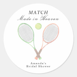 Im Himmel geschlossene Tennis-Hochzeitsdusche Runder Aufkleber