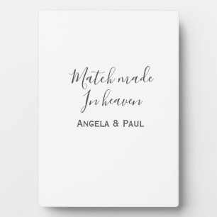 Im Himmel geschlossenes Paarname Hochzeit einfach Fotoplatte