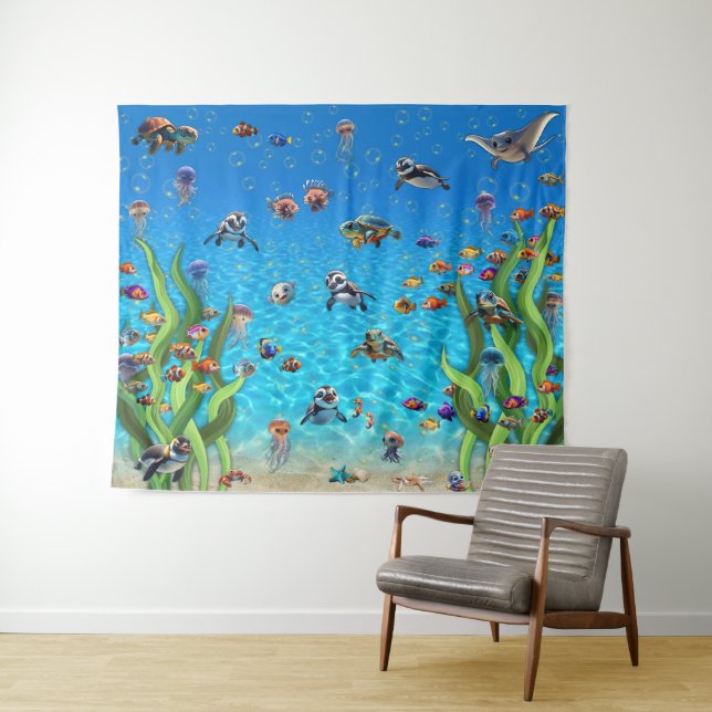 Im Hintergrund des Fotos im Bubbly Tank Wandteppic Wandteppich (Beispiel (Horizontal))