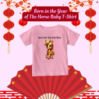 Im Jahr des Pferdes geborenes Baby-T-Shirt Baby T-shirt