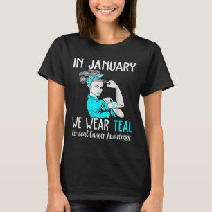 Im Januar tragen wir Aquamarin für Gebärmutterhals T-Shirt