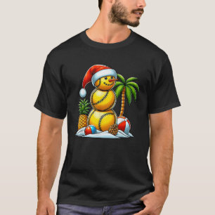 im Juli Sommer Softball Snowman Funny Christmas T-Shirt