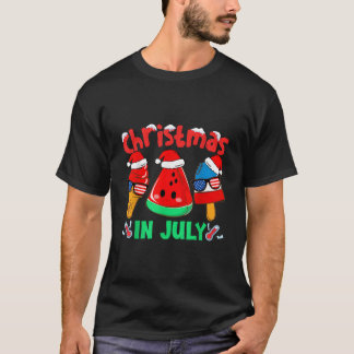 Im Juli Wassermelonen-Eisstäbchen Santa T-Shirt