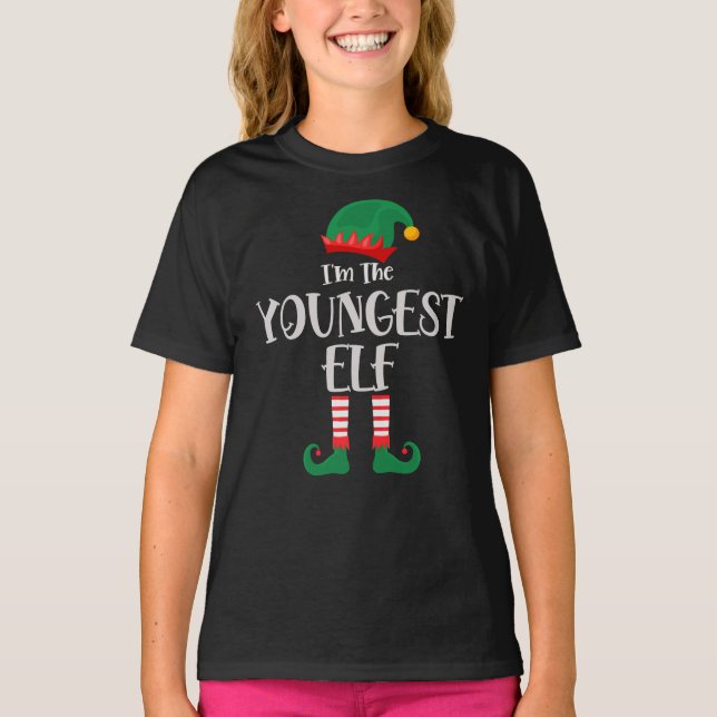 Im Jüngsten Elf, der Weihnachten passt T-Shirt (Vorderseite)