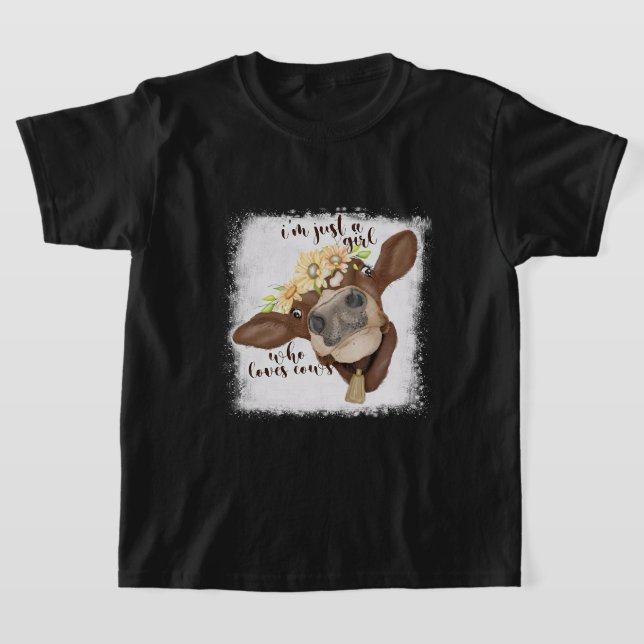 Im Just Girl, die Lieben Kühe gebleicht Shirt Cow  (Ablage )