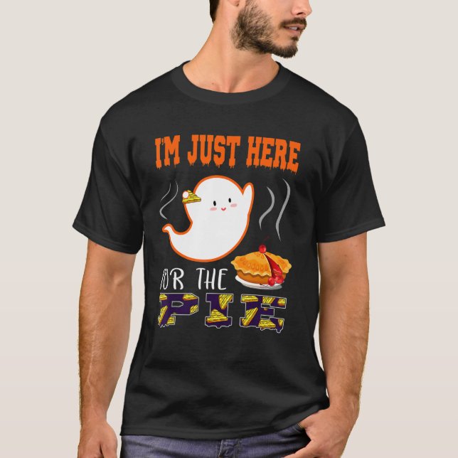 I'm Just Here For The Pie Cute Ghost With Pumpkin  T-Shirt (Vorderseite)