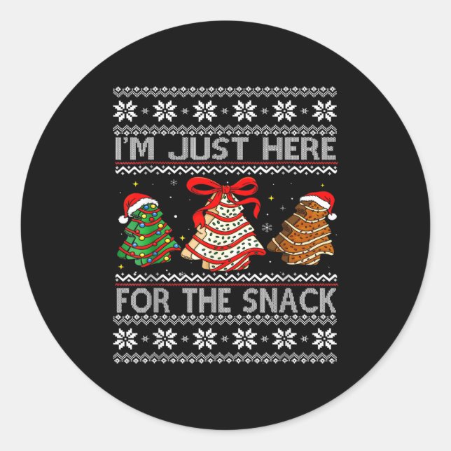 I'm Just Here For The Snack Christmas Cakes Debbie Runder Aufkleber (Vorderseite)